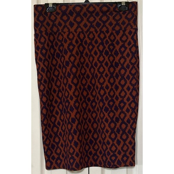 Set of 2 LuLaRoe Simply Comfy Pencil Skirts Blue Brown Geometric Women Size M - Picture 3 of 13